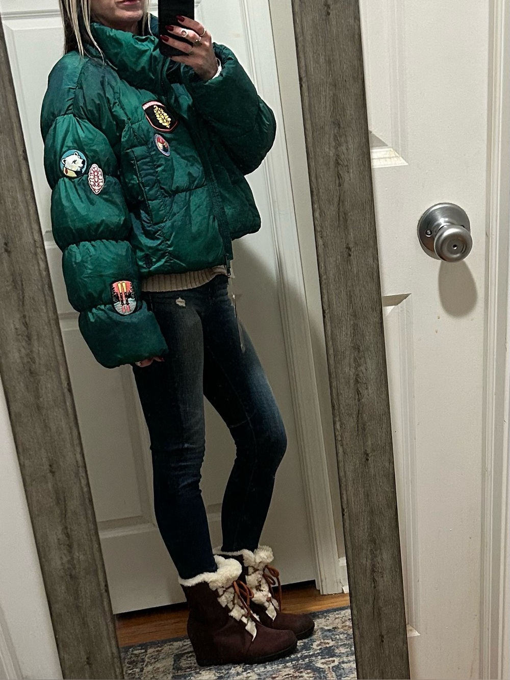 New RARE Free People Movement In A Bubble Patch Puffer Jacket in Evergreen - Picture 4 of 16